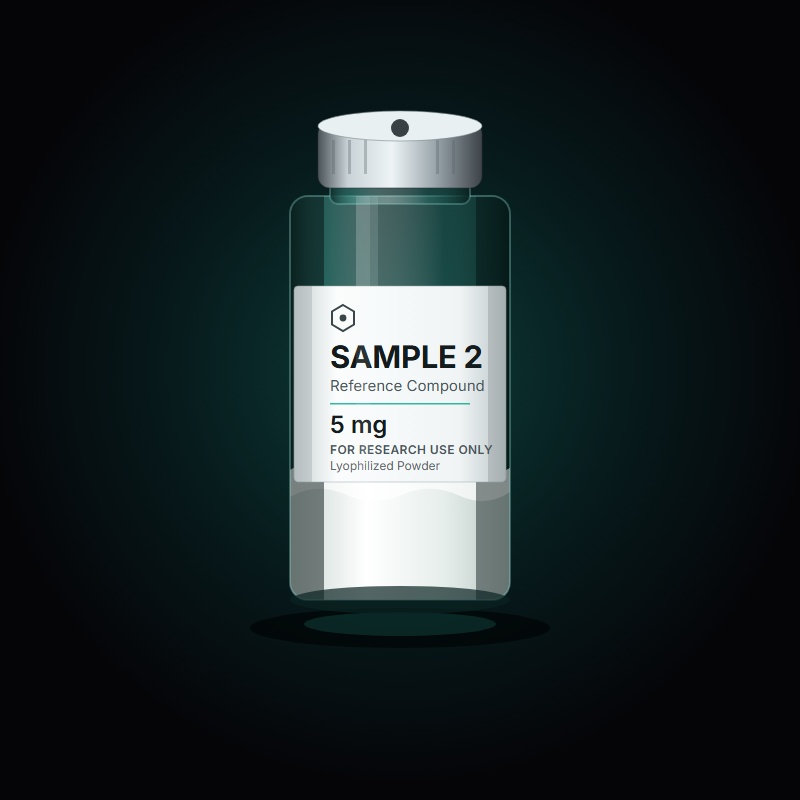 Sealed glass vial containing lyophilized reference sample